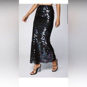 Nasty Gal Disc Sequin Maxi Skirt US Size 8